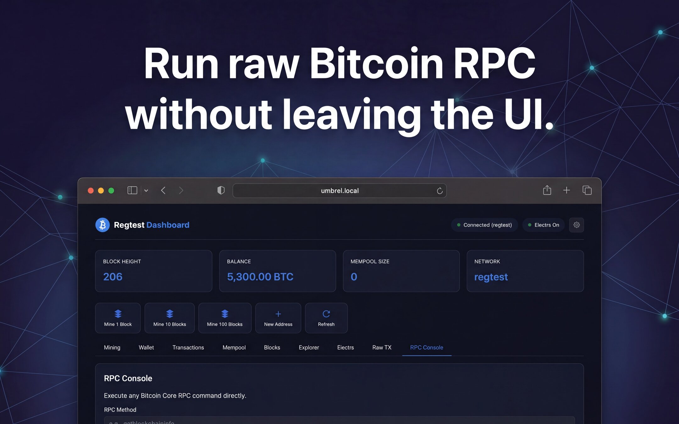 Screenshot 3 of Bitcoin Regtest Dashboard
