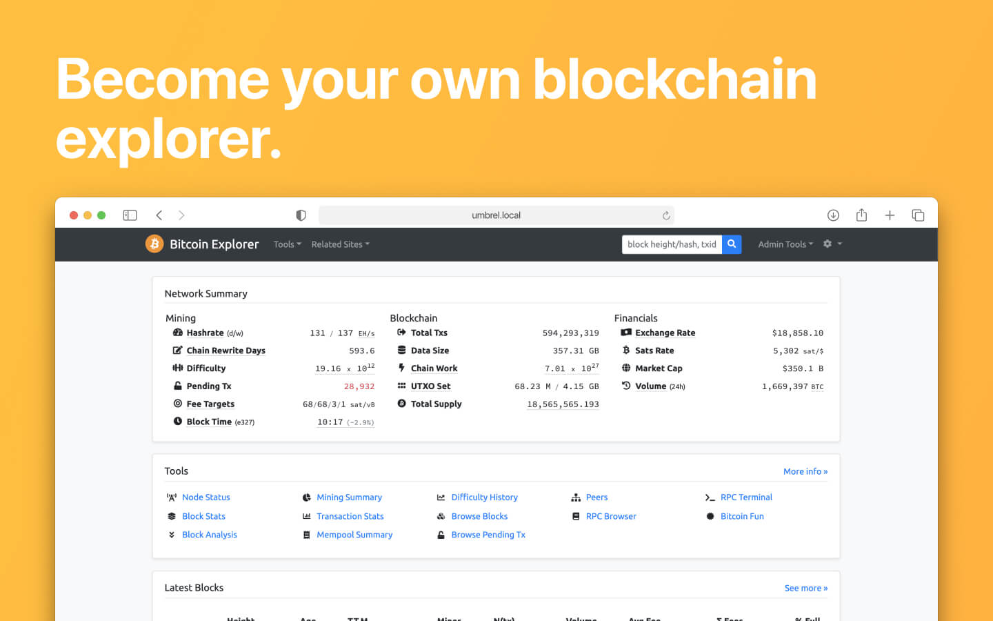BTC RPC Explorer | Umbrel App Store