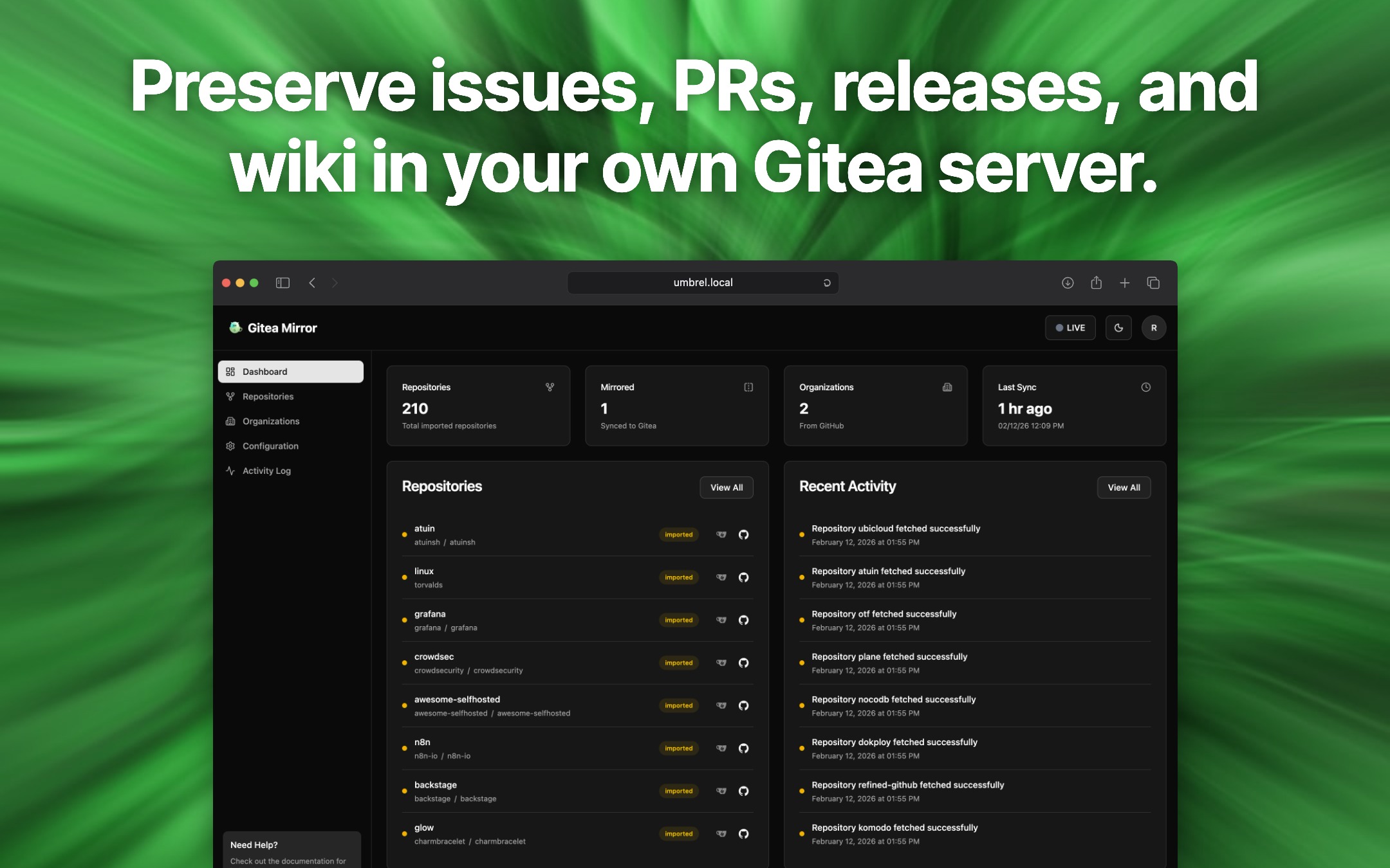 Screenshot 3 of Gitea Mirror